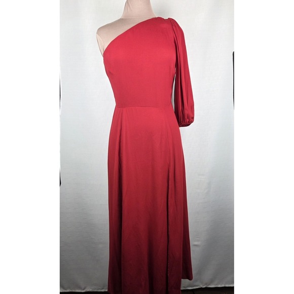 Reformation Lawrence Crimson High Slit One Shoulder Midi Dress Size 8 Sexy NEW - Picture 5 of 13